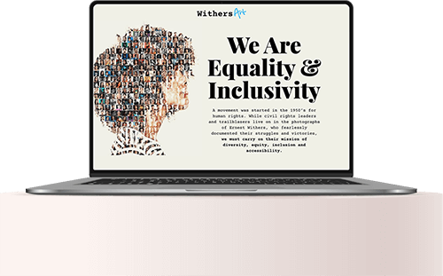 A laptop computer with the Withers Art website on the screen.