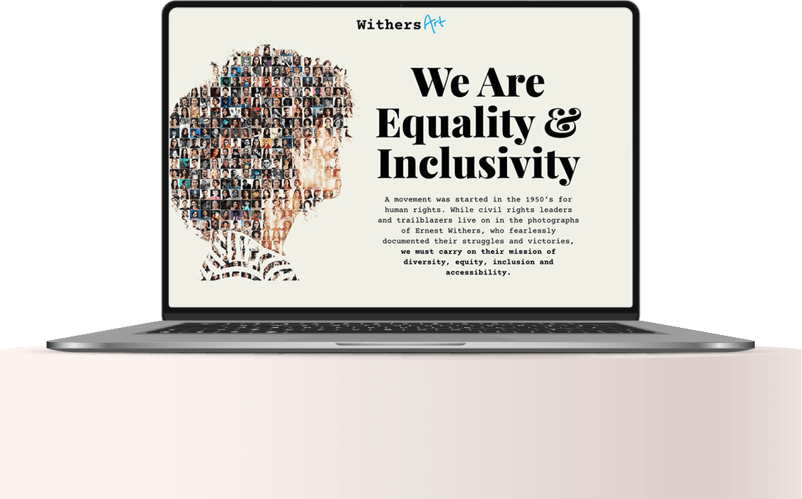 A laptop computer with the Withers Art website on the screen.